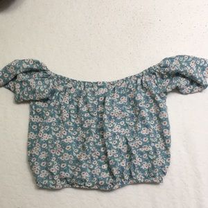 Summer top, flowery and slightly off shoulder